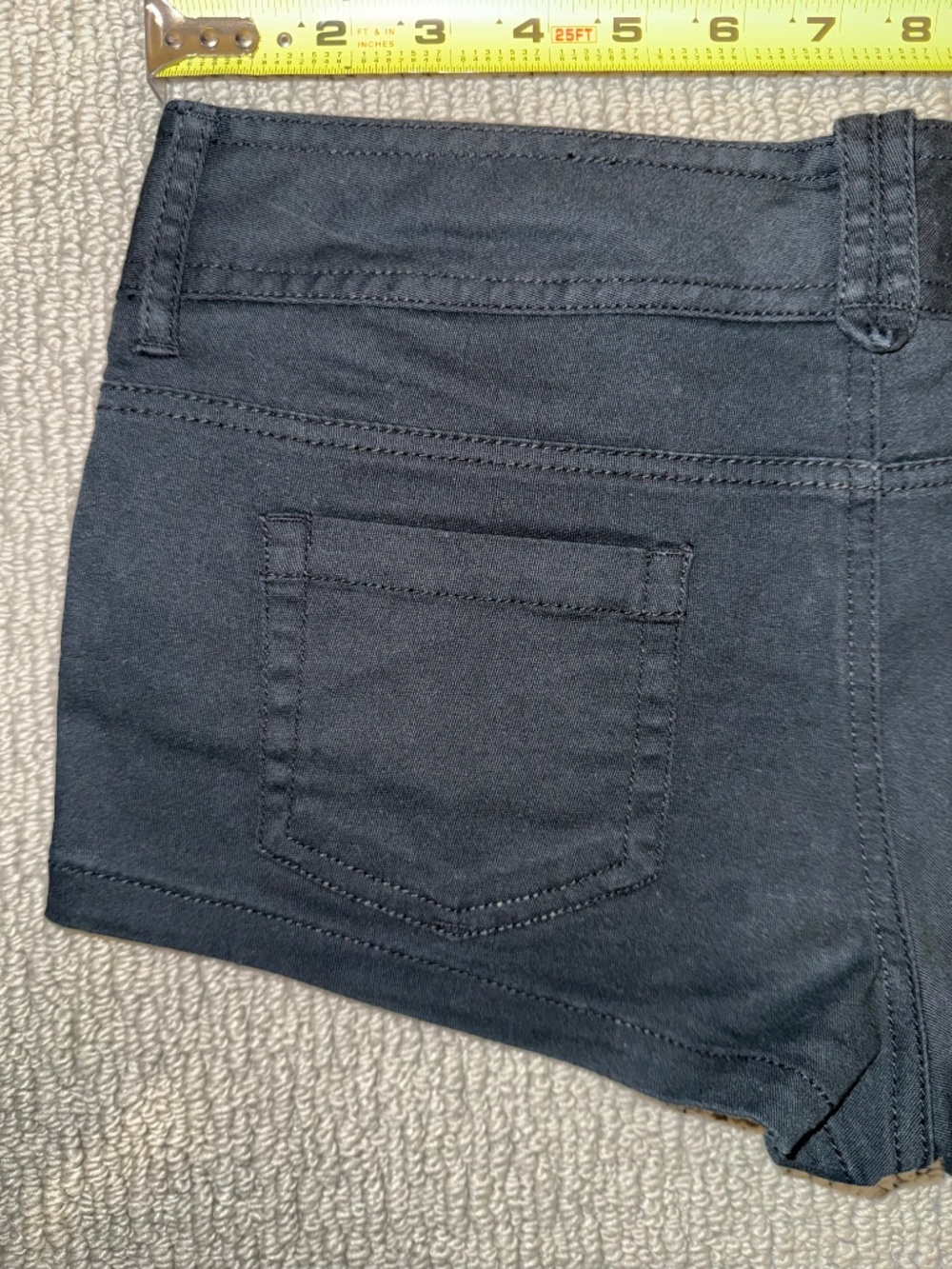 Twenty One Y2K Black Stretch Mini Shorts Size Small Cotton Blend Low Rise - Picture 13 of 16